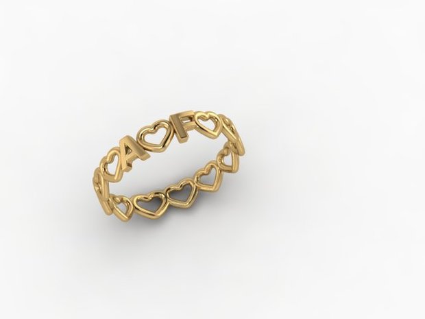 Initial Ring All Hearts Gold 18KT