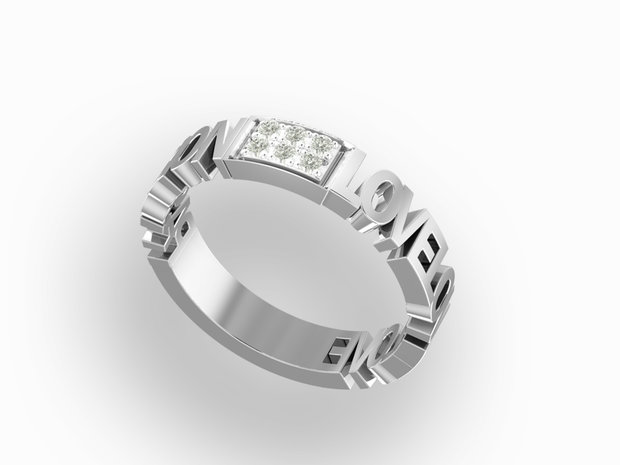 Oh jee Afwezigheid trui SOULZ persoonlijke naam ring MR014 met zirconia