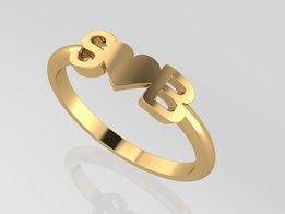 Initial Ring Heart Gold 18KT